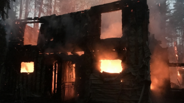 Фото: В Череповецком районе частный деревянный дом сгорел дотла