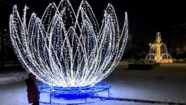 Фото: Светодиодная лилия загорелась в Парке 200-летия Череповца