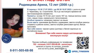 Фото: 13-летнюю девочку разыскивают в Череповце