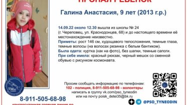 Фото: Пропавшую девятилетнюю девочку нашли в Череповце