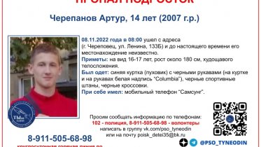 Фото: В Череповце вторую неделю не могут найти подростка
