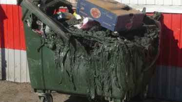 Фото: В Череповце неизвестные сожгли мусорный бак