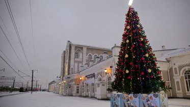 Фото: Новогодняя ель появилась на вокзале в Череповце
