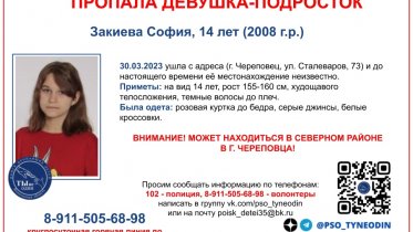Фото: В Череповце не могут найти 14-летнюю девочку