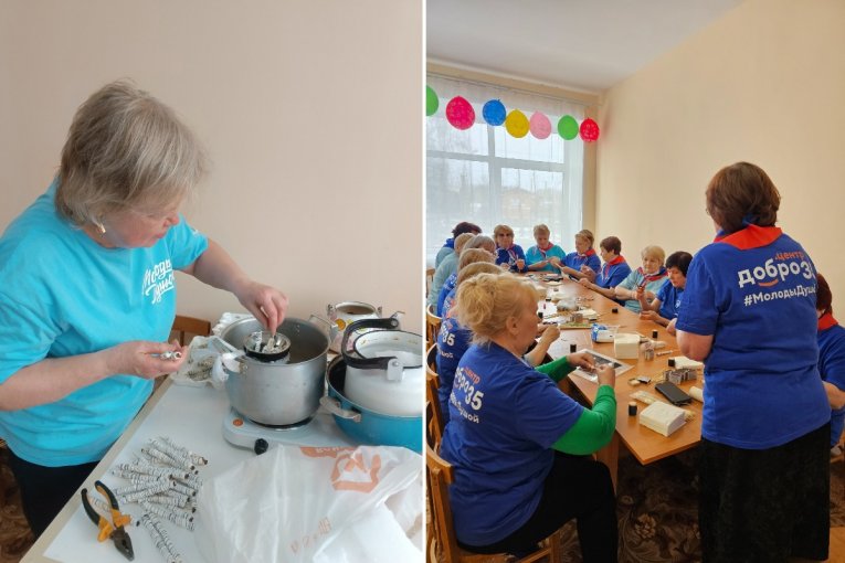 Фото: «Серебряные» волонтеры Вологодчины дарят тепло защитникам Отечества и их семьям