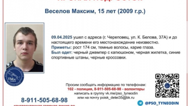 Фото: В Череповце разыскивают 15-летнего Максима Веселова