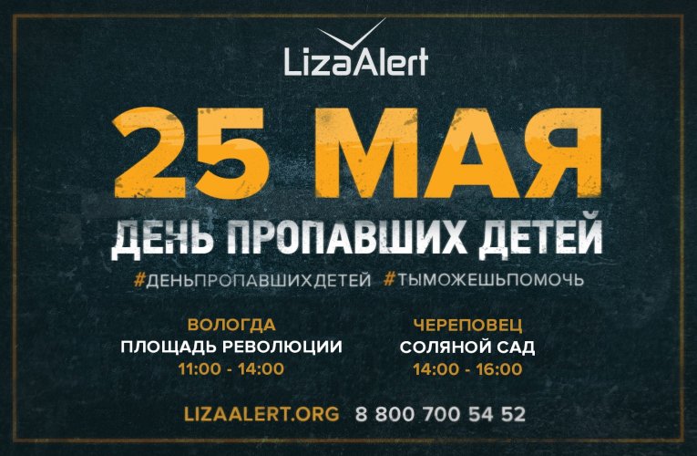 Фото: Ко Дню пропавших детей «ЛизаАлерт» организует в Череповце интерактивные площадки