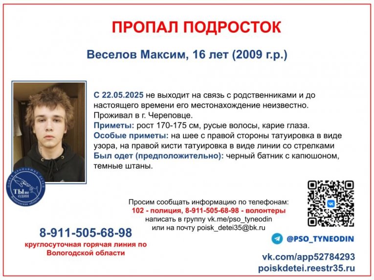 Фото: В Череповце разыскивают пропавшего подростка